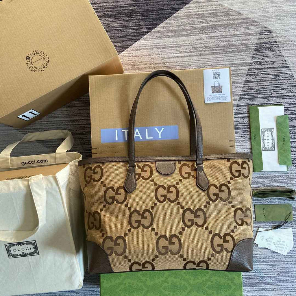 Gucci ‎631685 Ophidia jumbo GG medium tote Camel GG leather