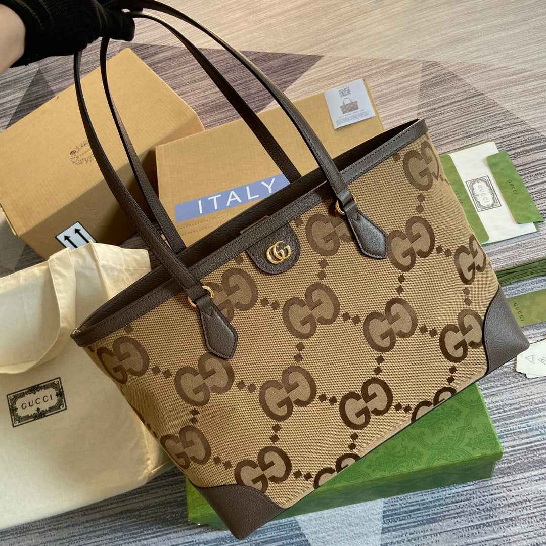 Gucci ‎631685 Ophidia jumbo GG medium tote Camel GG leather