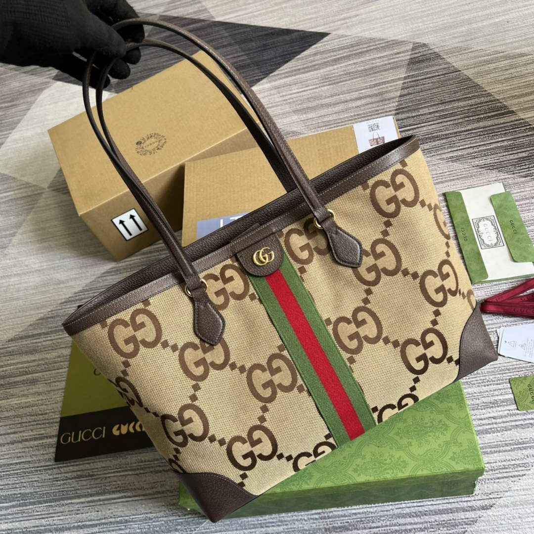 Gucci ‎631685 Ophidia jumbo GG medium tote Camel GG canvas