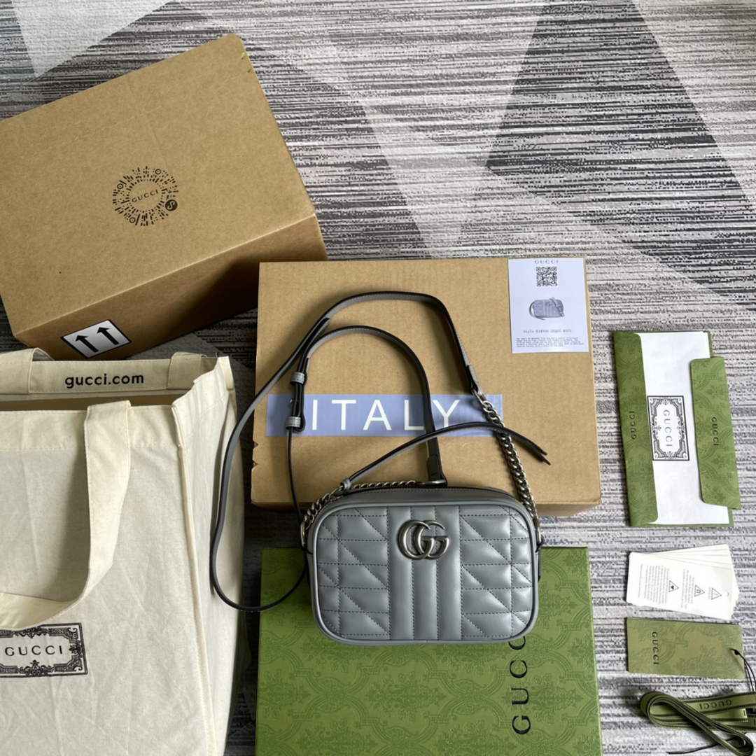 Gucci 634936 GG Marmont mini shoulder bag dark gray