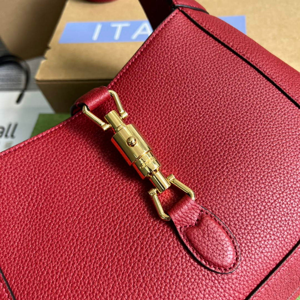 Gucci ‎636709 Jackie 1961 small natural grain bag Red natural grain leather