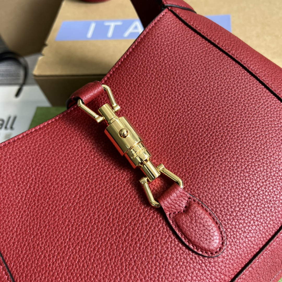 Gucci ‎636709 Jackie 1961 small natural grain bag Red natural grain leather
