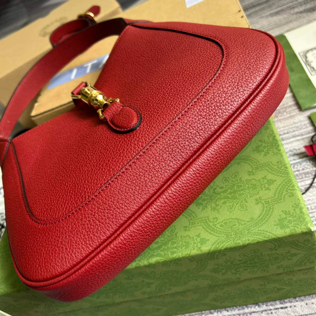 Gucci ‎636709 Jackie 1961 small natural grain bag Red natural grain leather