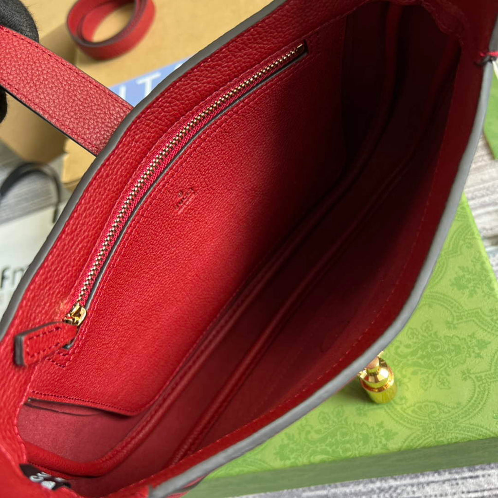 Gucci ‎636709 Jackie 1961 small natural grain bag Red natural grain leather