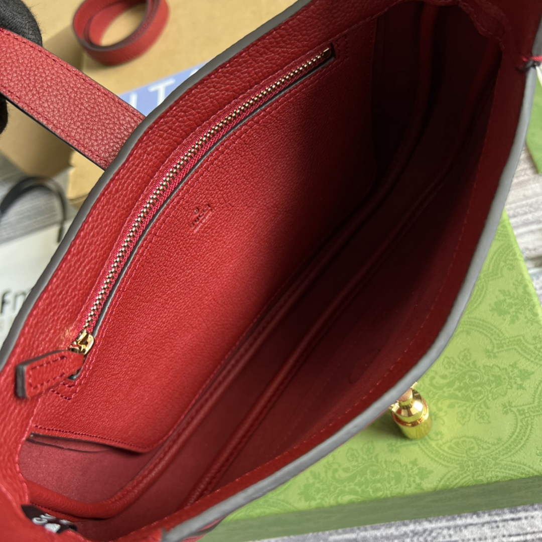 Gucci ‎636709 Jackie 1961 small natural grain bag Red natural grain leather
