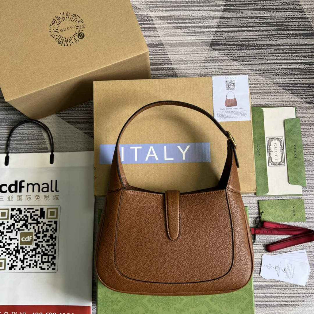 Gucci ‎636709 Jackie 1961 small natural grain bag brown natural grain leather