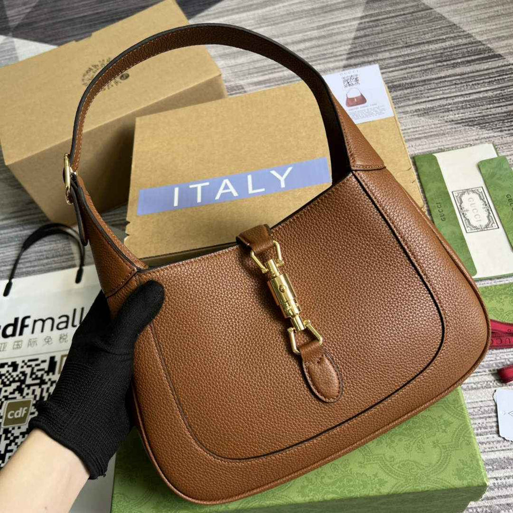 Gucci ‎636709 Jackie 1961 small natural grain bag brown natural grain leather