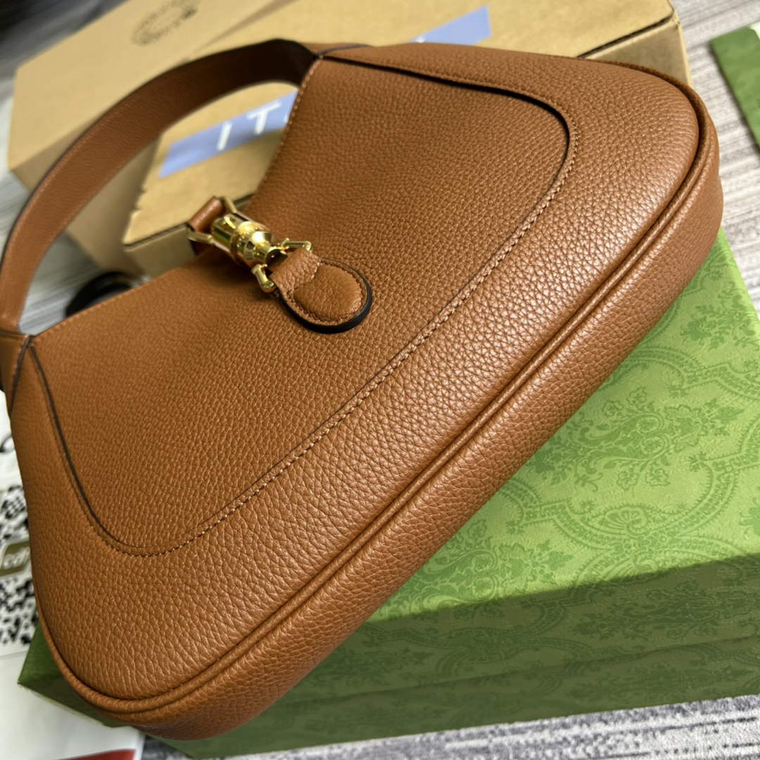 Gucci ‎636709 Jackie 1961 small natural grain bag brown natural grain leather