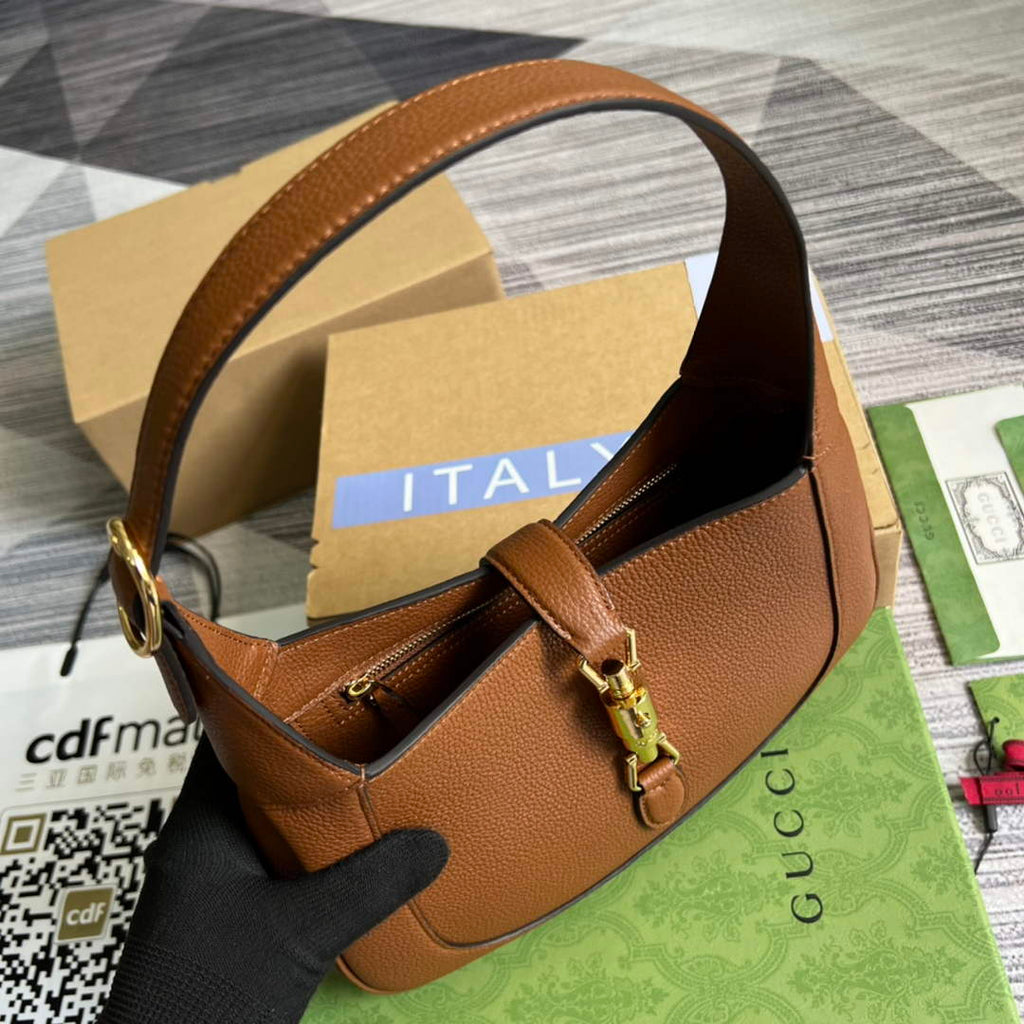 Gucci ‎636709 Jackie 1961 small natural grain bag brown natural grain leather