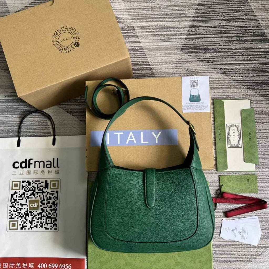 Gucci ‎636709 Jackie 1961 small natural grain bag green natural grain leather