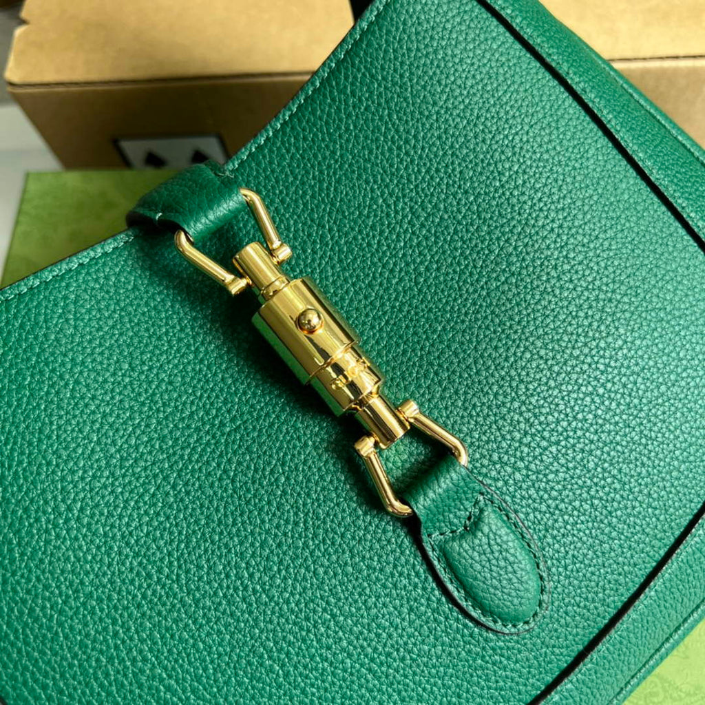 Gucci ‎636709 Jackie 1961 small natural grain bag green natural grain leather