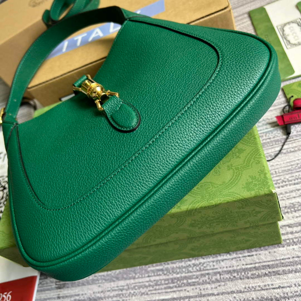 Gucci ‎636709 Jackie 1961 small natural grain bag green natural grain leather
