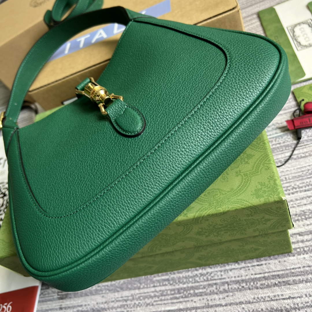 Gucci ‎636709 Jackie 1961 small natural grain bag green natural grain leather