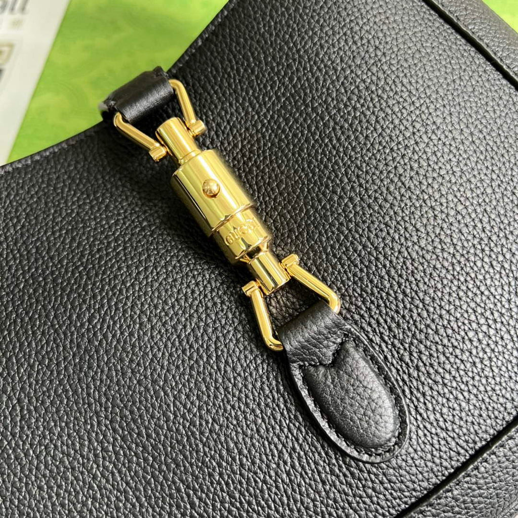 Gucci ‎636709 Jackie 1961 small natural grain bag Black natural grain leather