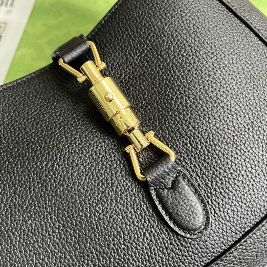 Gucci ‎636709 Jackie 1961 small natural grain bag Black natural grain leather