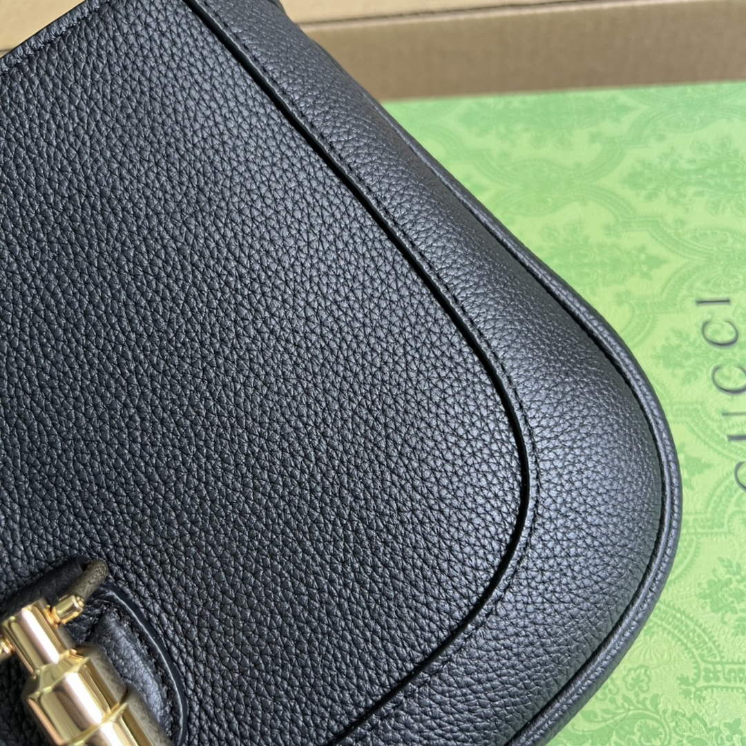 Gucci ‎636709 Jackie 1961 small natural grain bag Black natural grain leather
