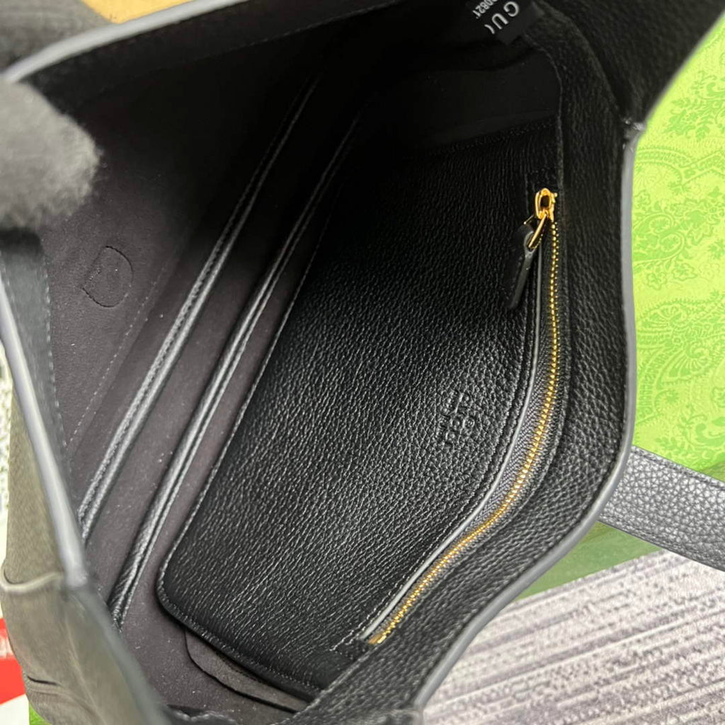Gucci ‎636709 Jackie 1961 small natural grain bag Black natural grain leather