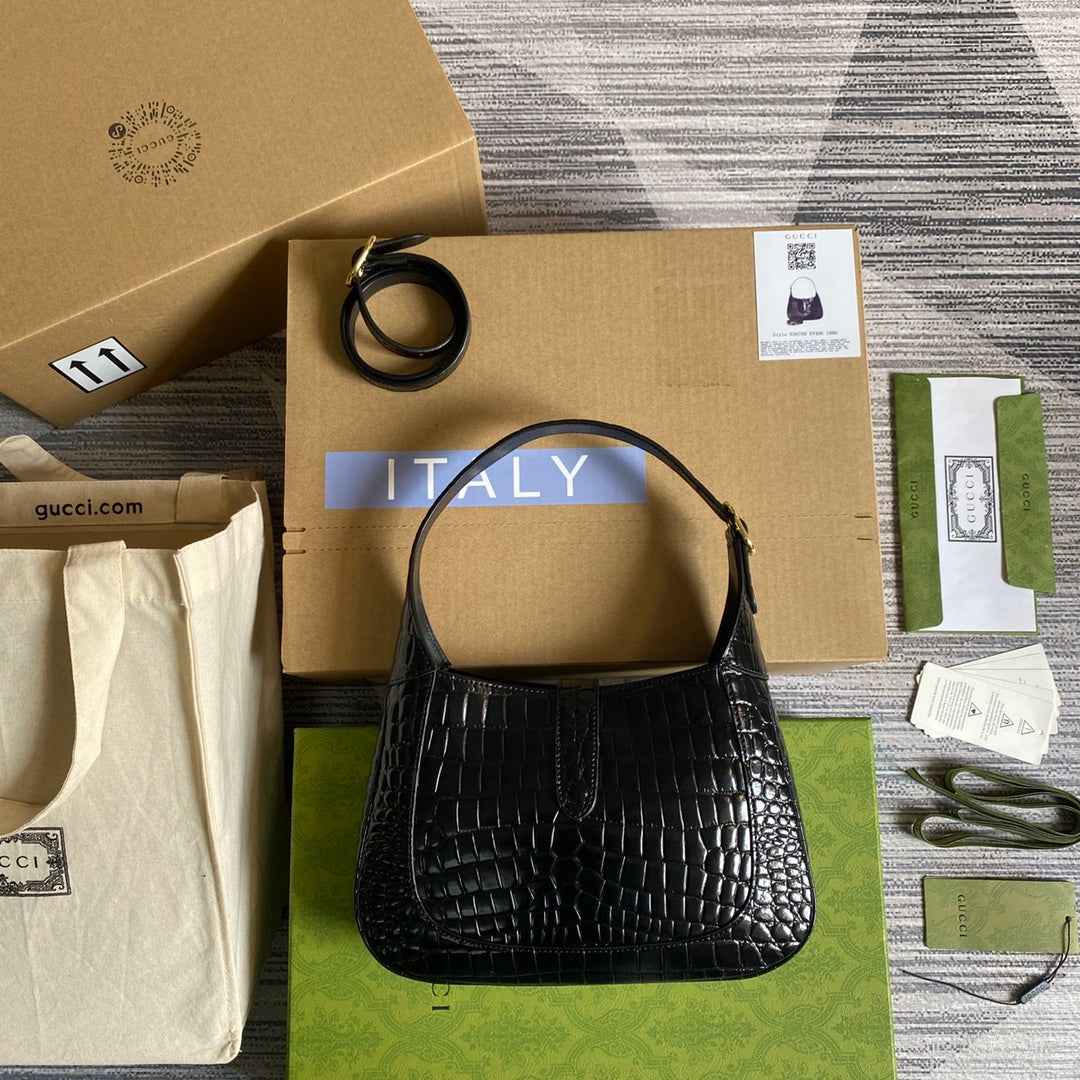 Gucci ‎636709 Jackie 1961 small python bag Black