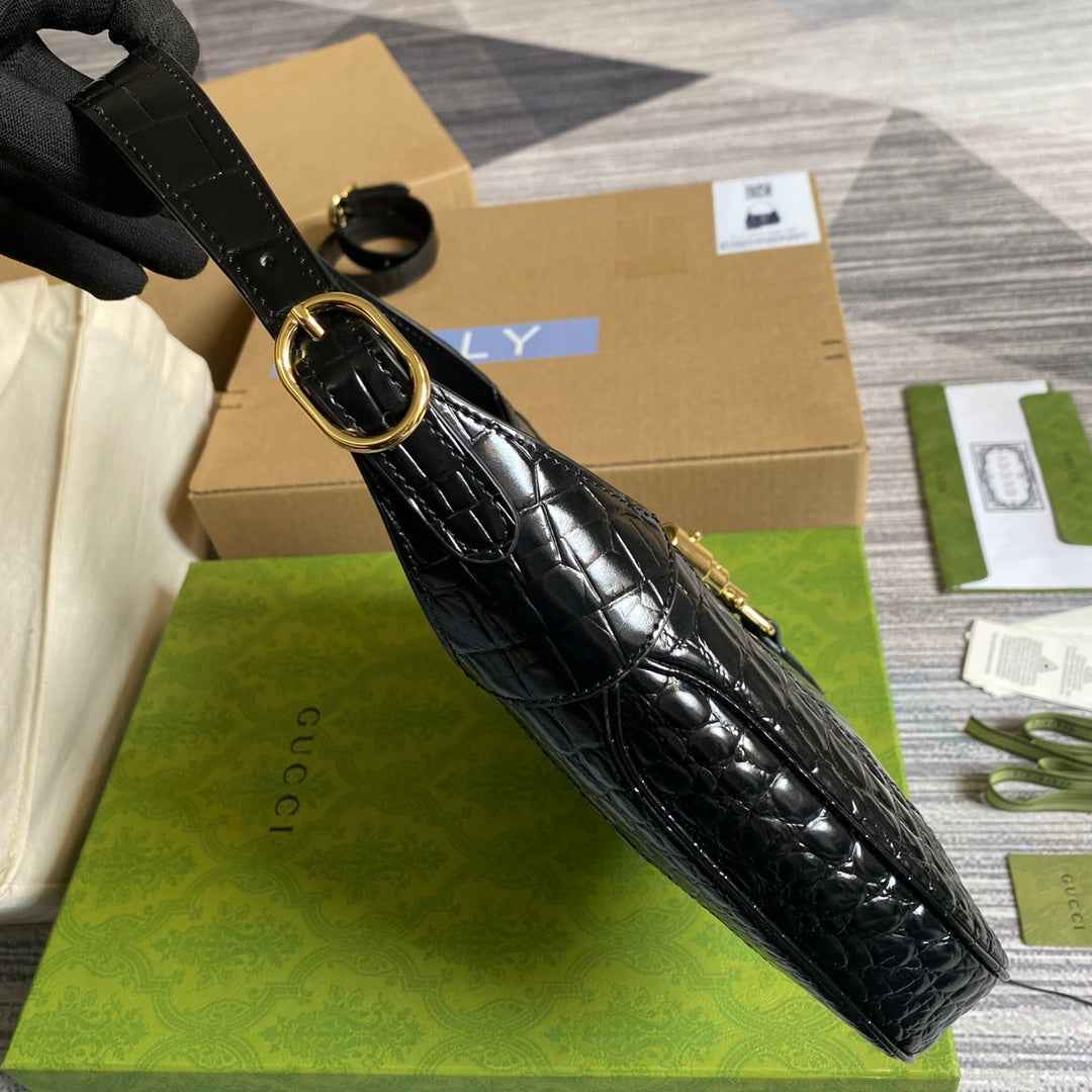 Gucci ‎636709 Jackie 1961 small python bag Black