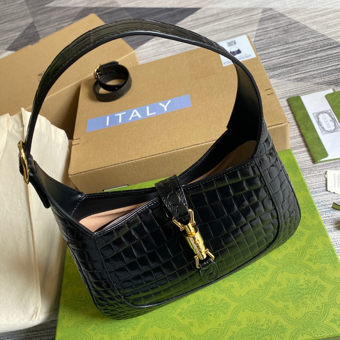 Gucci ‎636709 Jackie 1961 small python bag Black