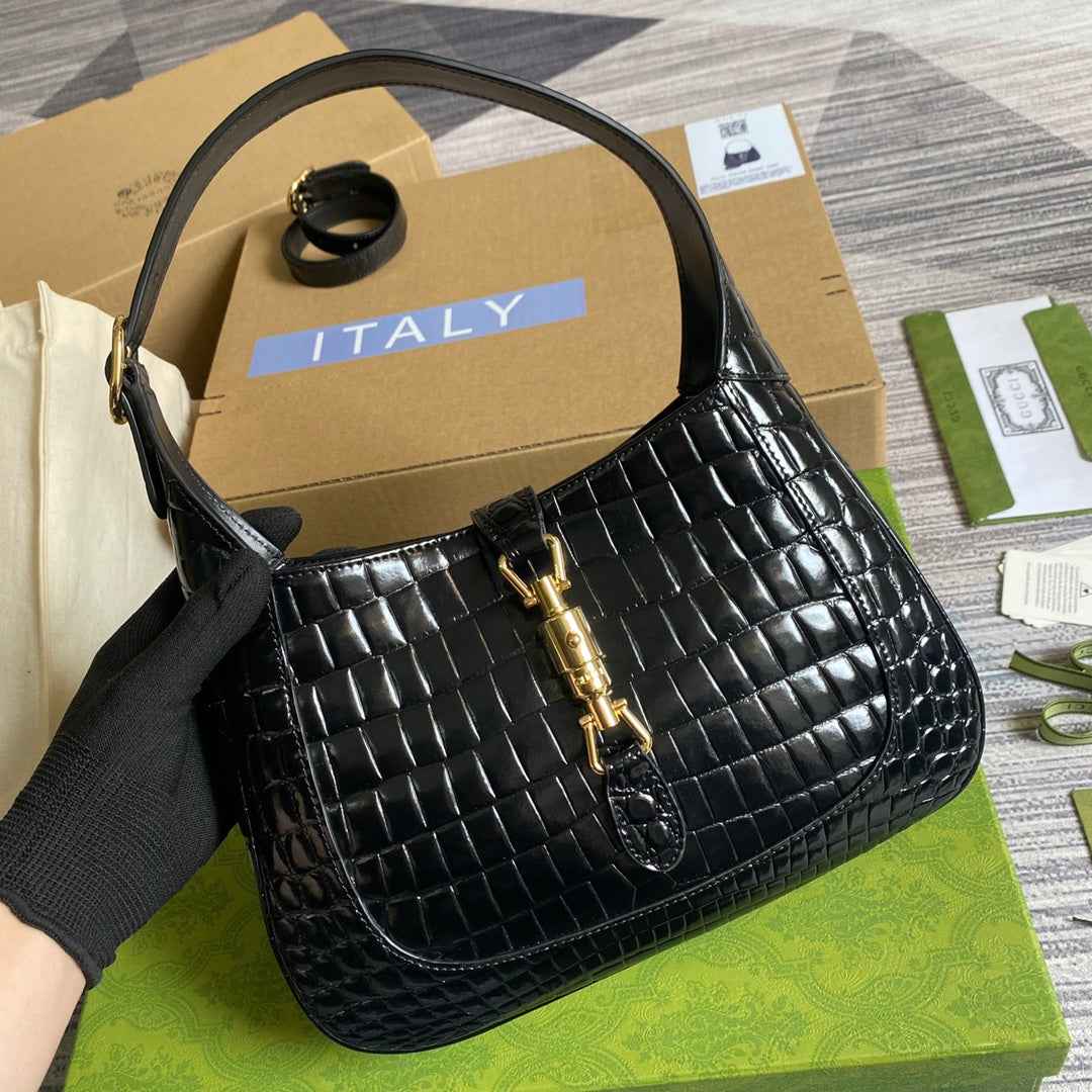 Gucci ‎636709 Jackie 1961 small python bag Black