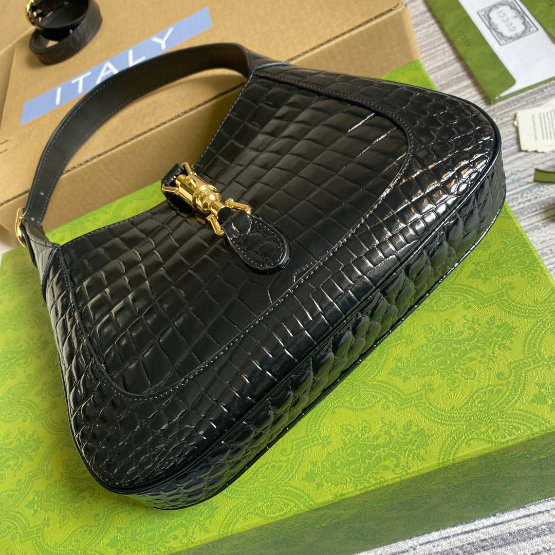 Gucci ‎636709 Jackie 1961 small python bag Black