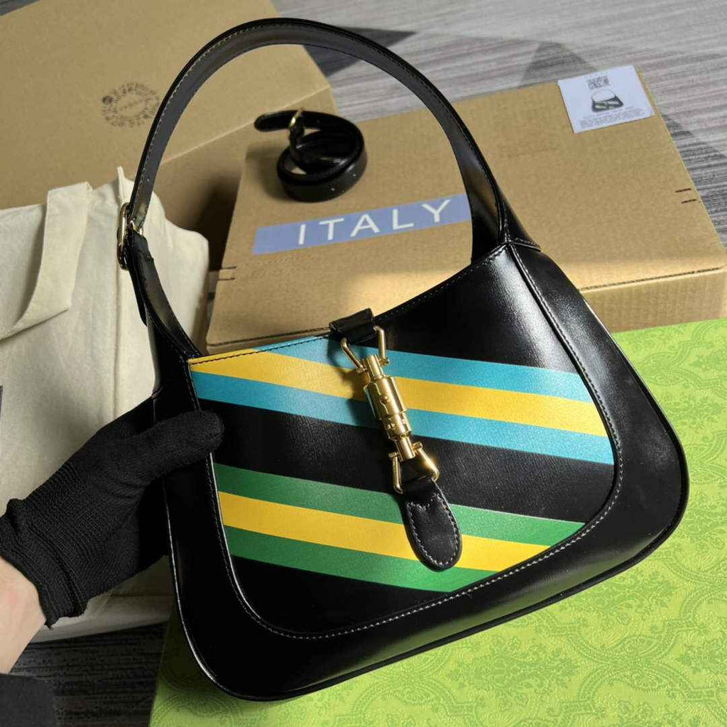 Gucci ‎636709 Jackie 1961 small shoulder bag black gg leather