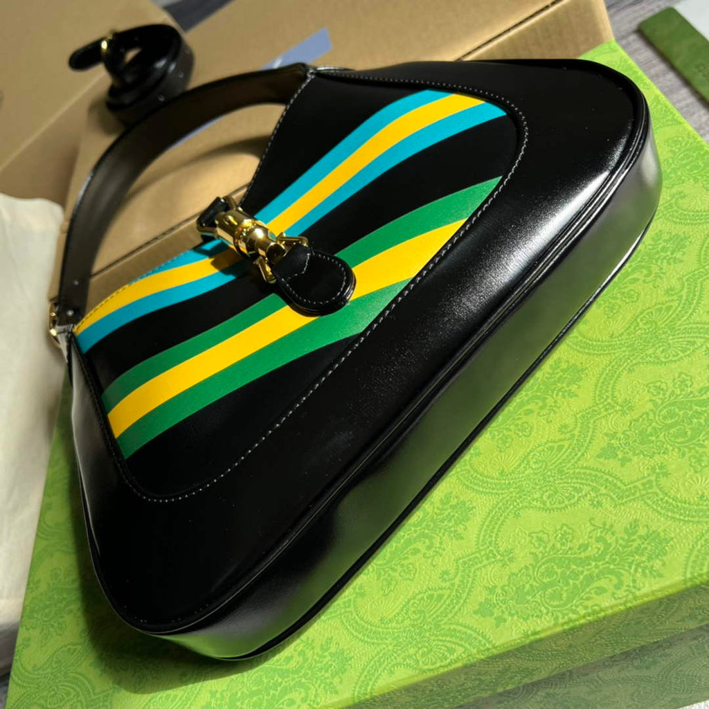 Gucci ‎636709 Jackie 1961 small shoulder bag black gg leather