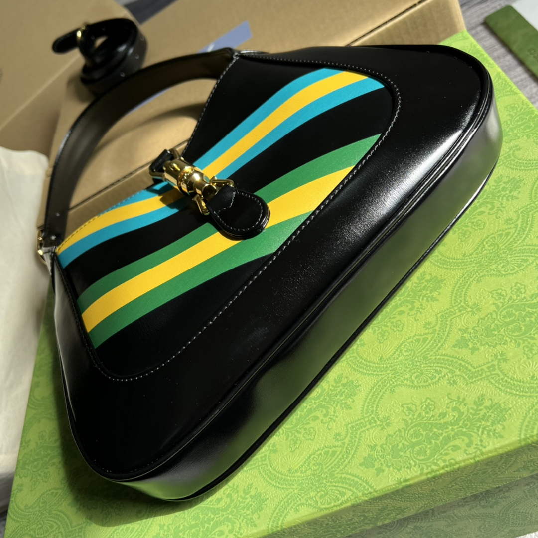 Gucci ‎636709 Jackie 1961 small shoulder bag black gg leather