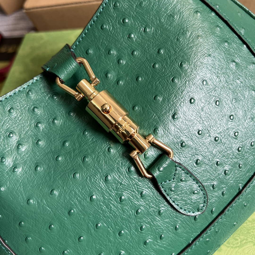 Gucci ‎636709 Jackie 1961 small shoulder bag ostrich green leather