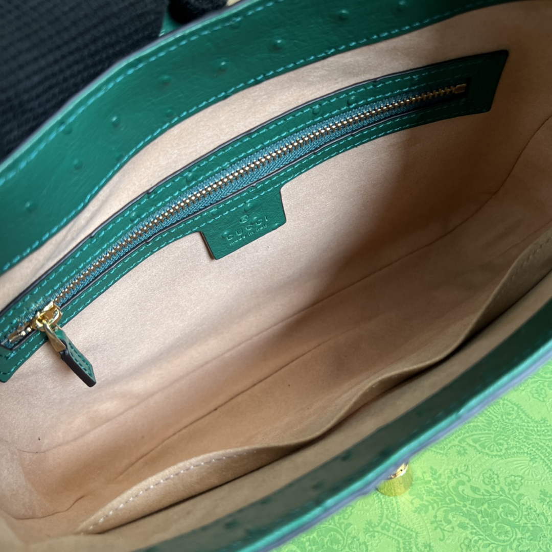 Gucci ‎636709 Jackie 1961 small shoulder bag ostrich green leather