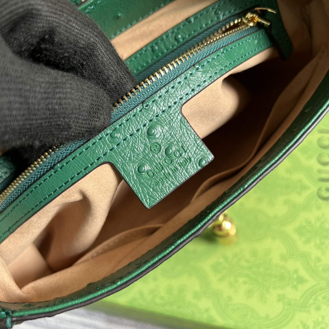 Gucci ‎636709 Jackie 1961 small shoulder bag ostrich green leather