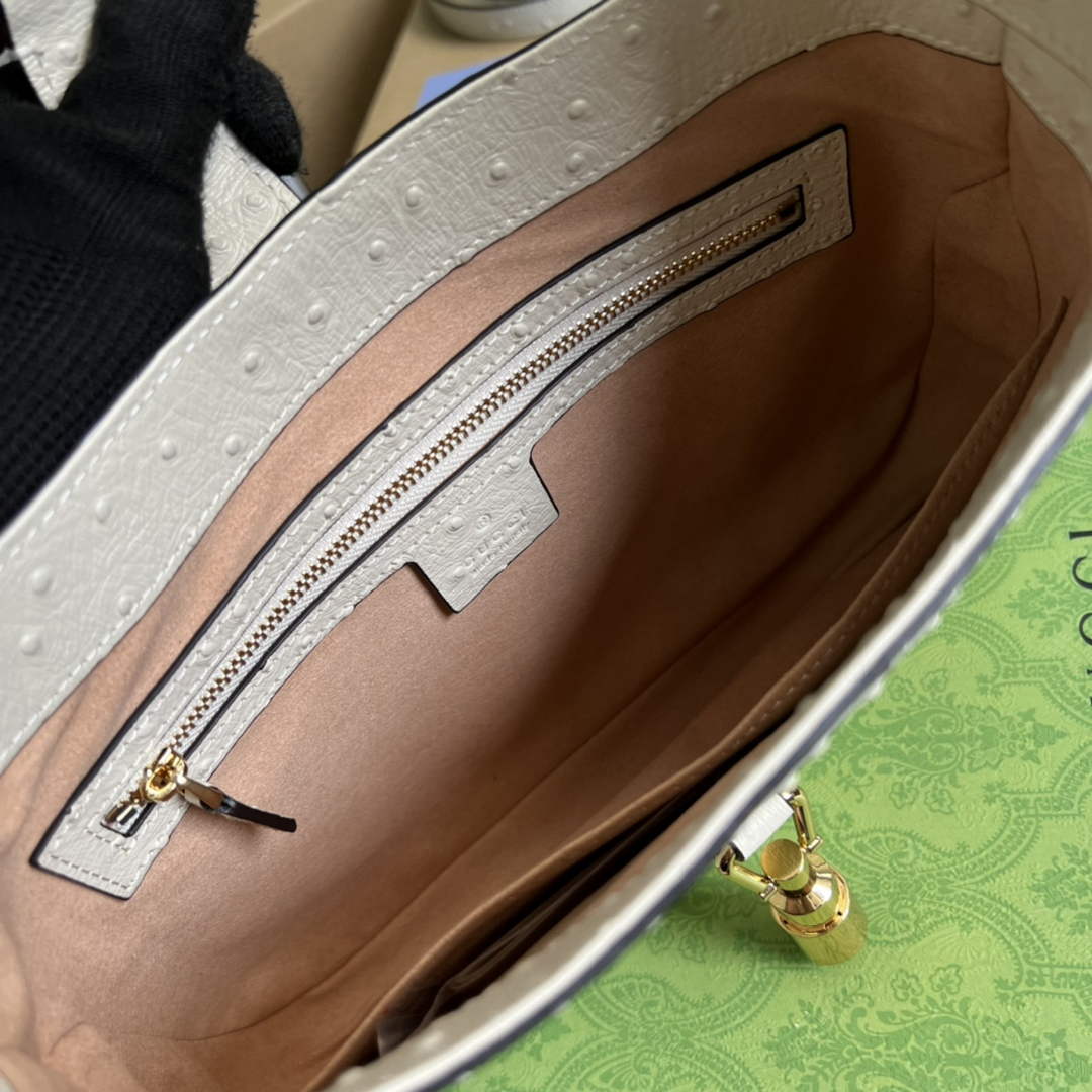 Gucci ‎636709 Jackie 1961 small shoulder bag ostrich beige leather