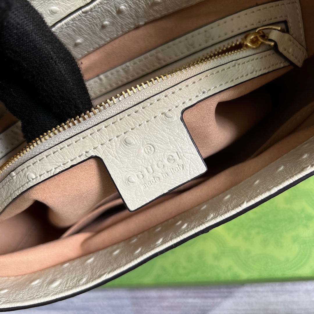 Gucci ‎636709 Jackie 1961 small shoulder bag ostrich beige leather