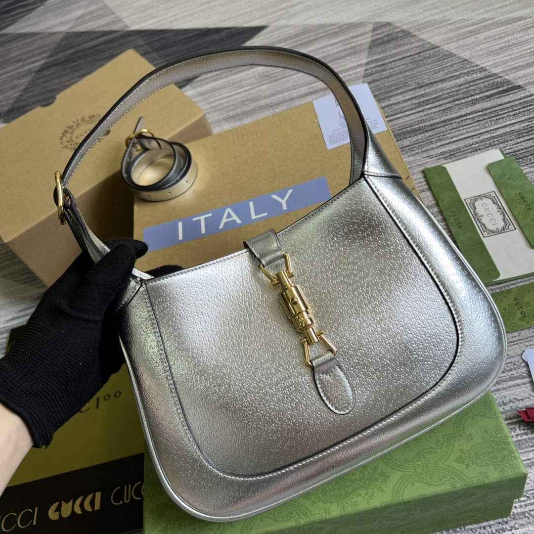 Gucci ‎636709 Jackie 1961 small shoulder bag silver leather