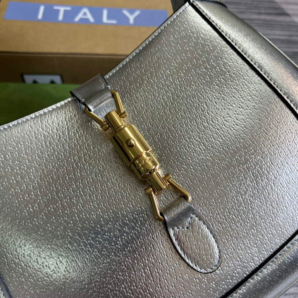 Gucci ‎636709 Jackie 1961 small shoulder bag silver leather