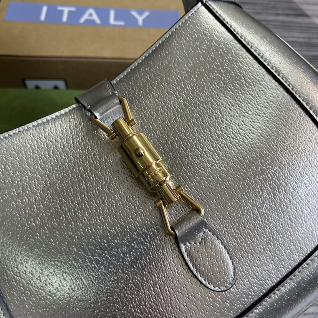 Gucci ‎636709 Jackie 1961 small shoulder bag silver leather