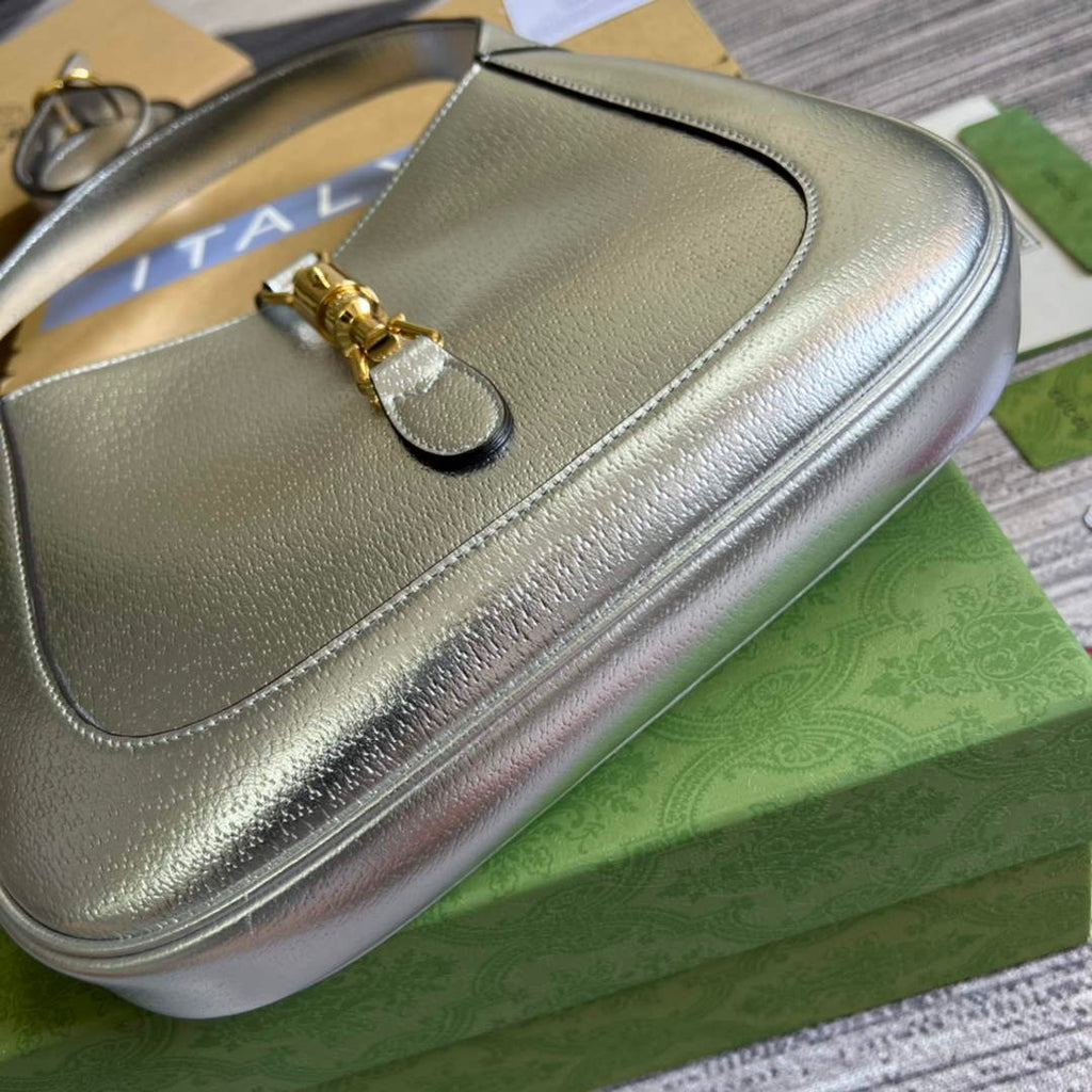 Gucci ‎636709 Jackie 1961 small shoulder bag silver leather