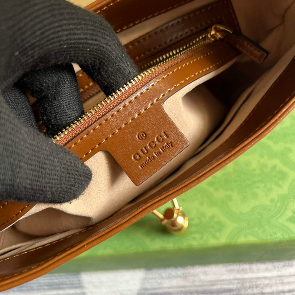 Gucci ‎636709 Jackie 1961 small shoulder bag brown leather