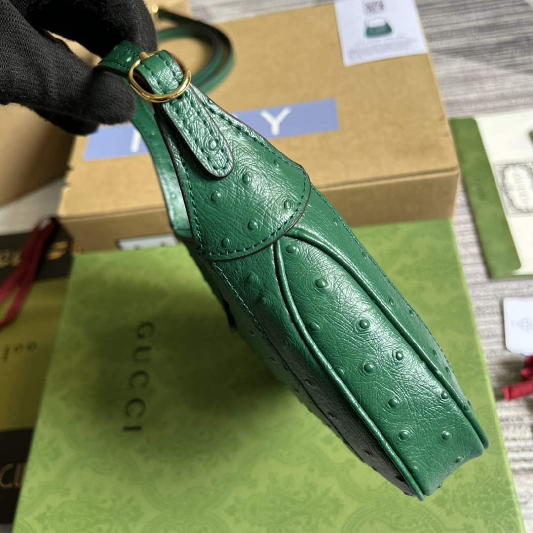 Gucci 637091 Jackie 1961 mini shoulder bag ostrich leather Green