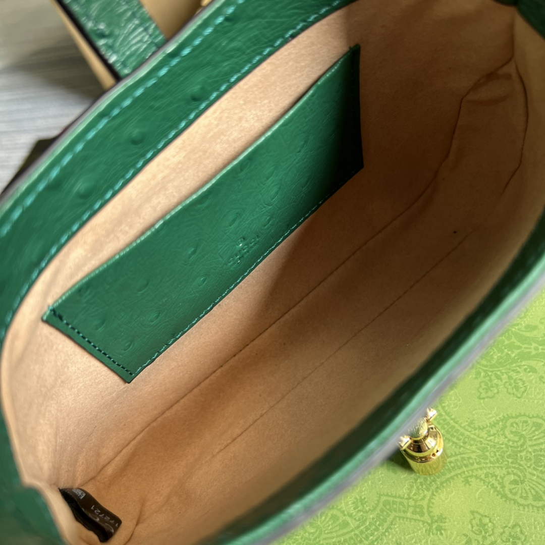 Gucci 637091 Jackie 1961 mini shoulder bag ostrich leather Green