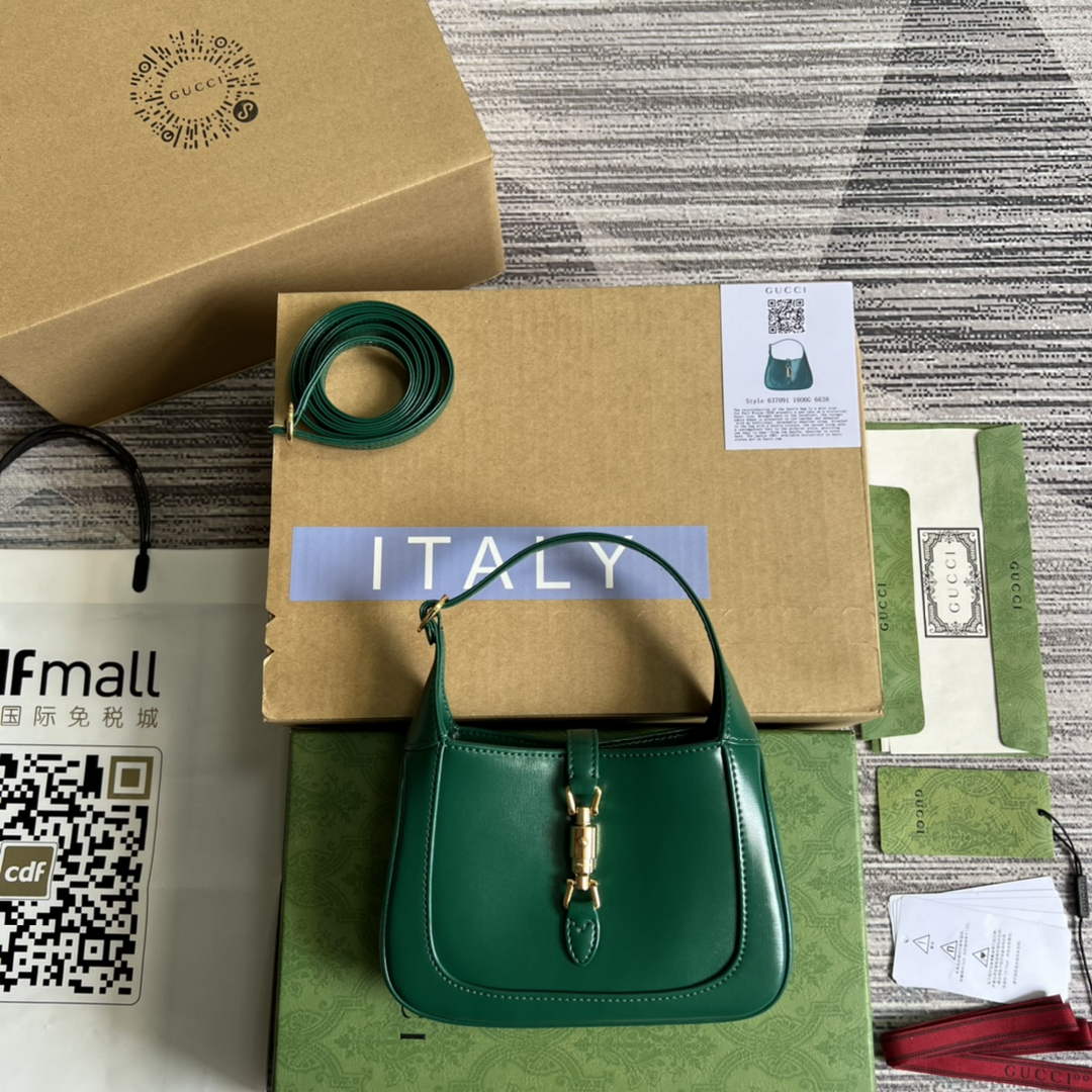 Gucci 637091 Jackie 1961 mini shoulder bag Green leather