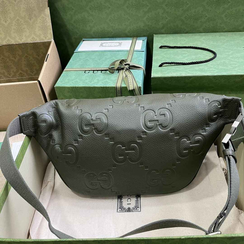 Gucci ‎Jumbo GG belt bag 645093 in dark green leather