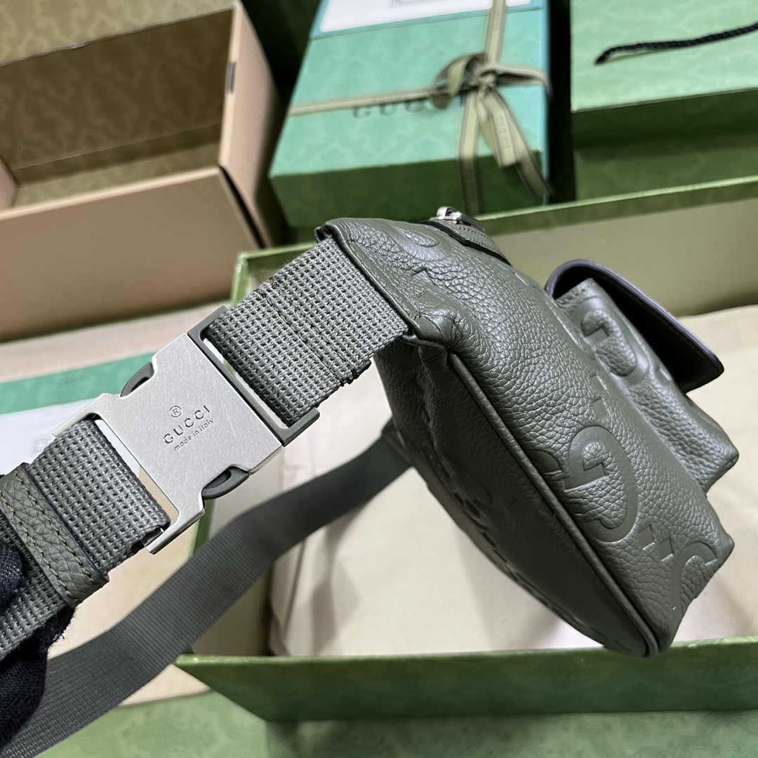 Gucci ‎Jumbo GG belt bag 645093 in dark green leather