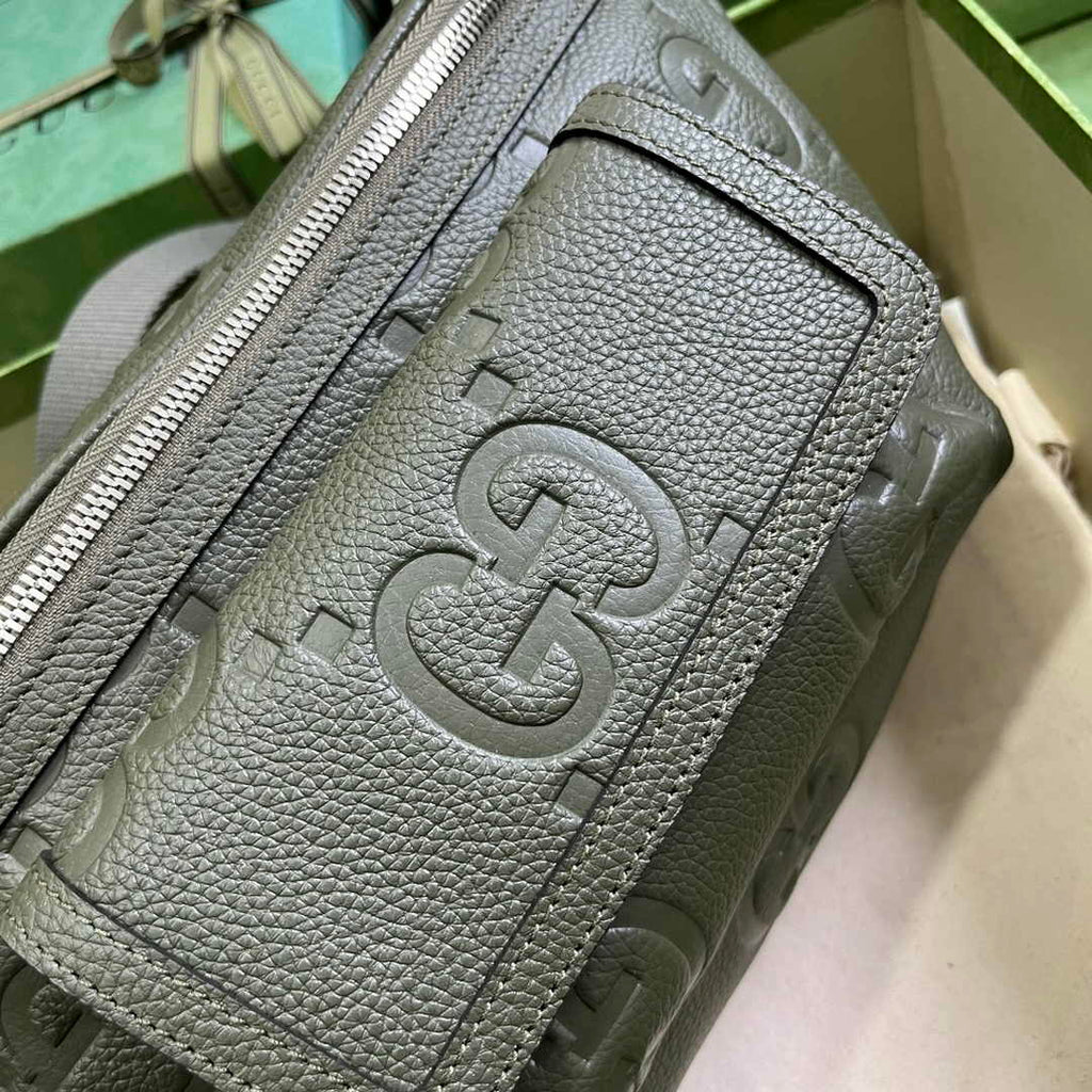 Gucci ‎Jumbo GG belt bag 645093 in dark green leather