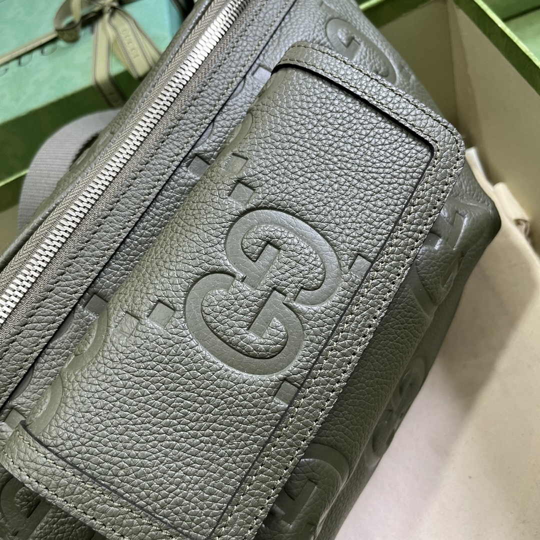 Gucci ‎Jumbo GG belt bag 645093 in dark green leather