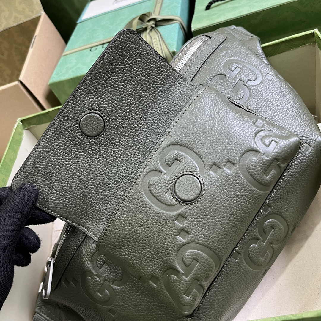 Gucci ‎Jumbo GG belt bag 645093 in dark green leather