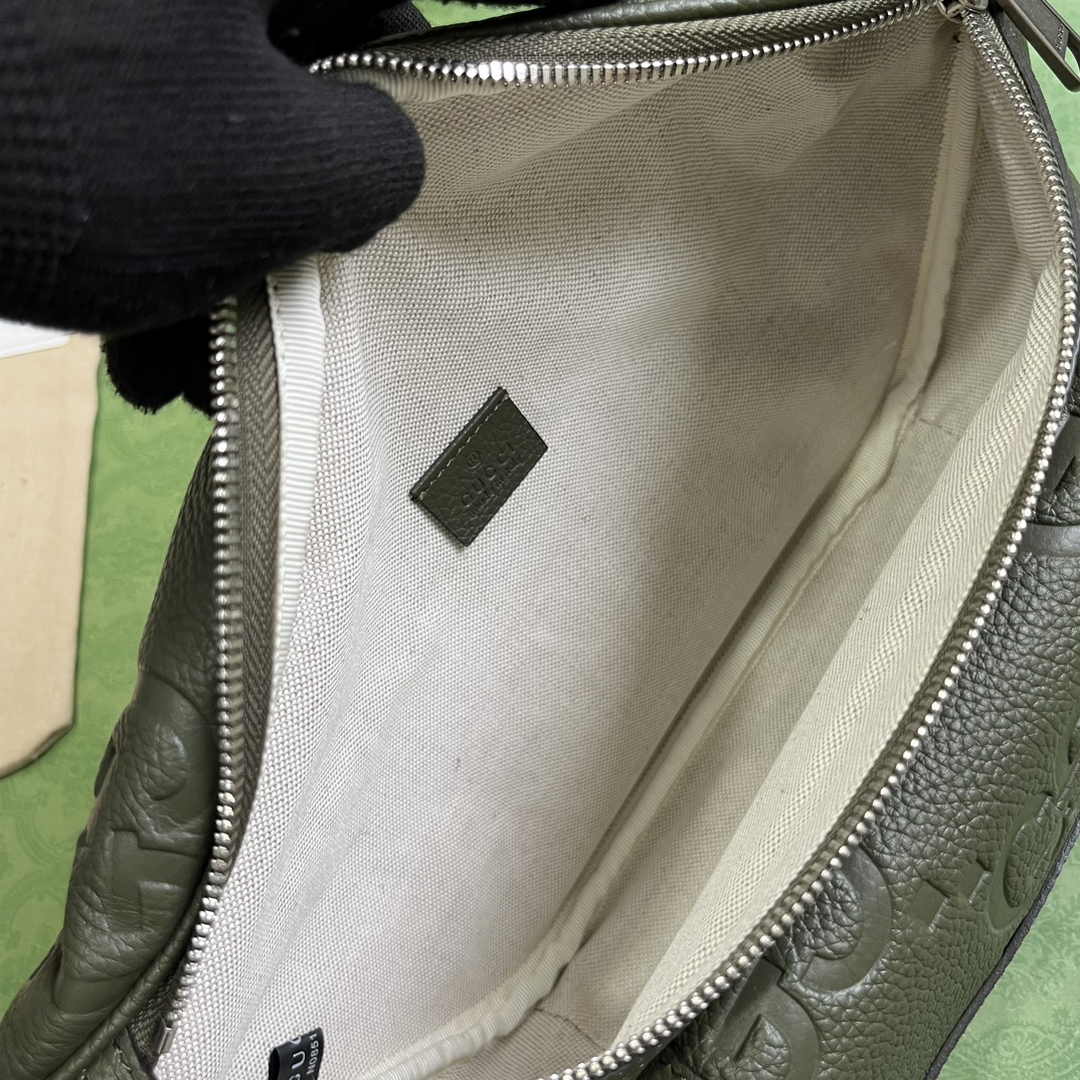 Gucci ‎Jumbo GG belt bag 645093 in dark green leather