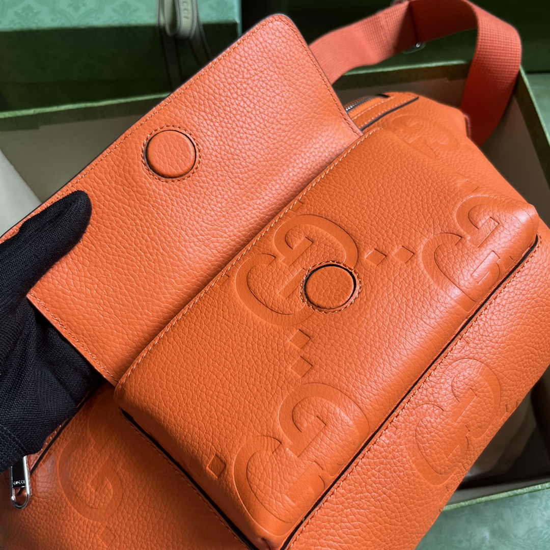 Gucci ‎Jumbo GG belt bag 645093 in Orange leather