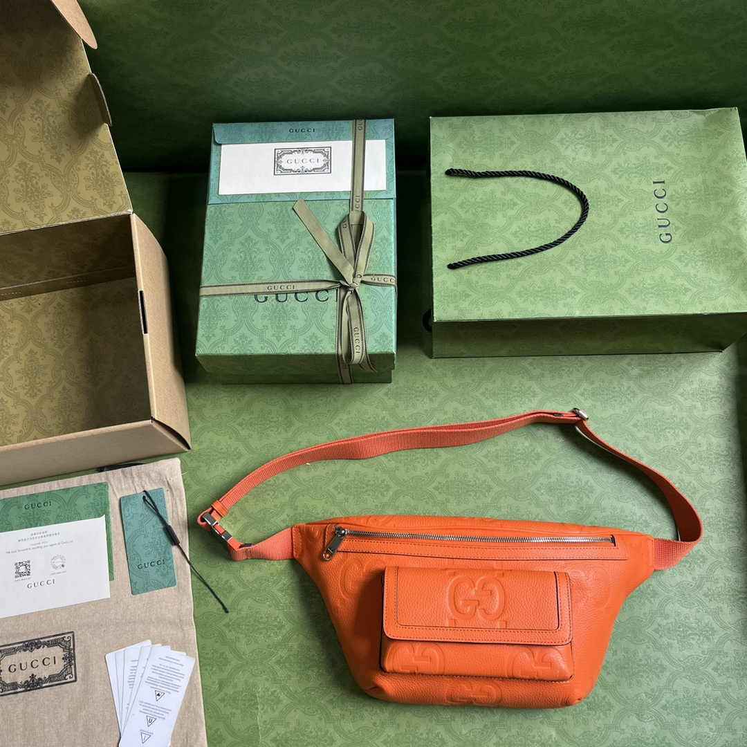Gucci ‎Jumbo GG belt bag 645093 in Orange leather